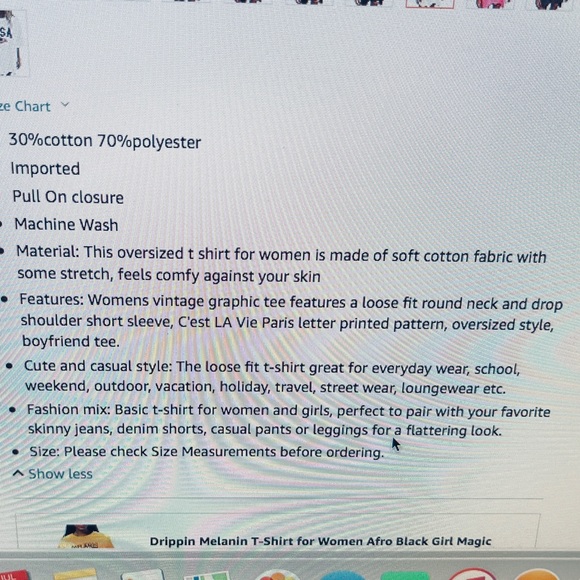 Paris Tee Shirt- Fits as a over sized tee so cute with big bold lettering - Picture 6 of 7